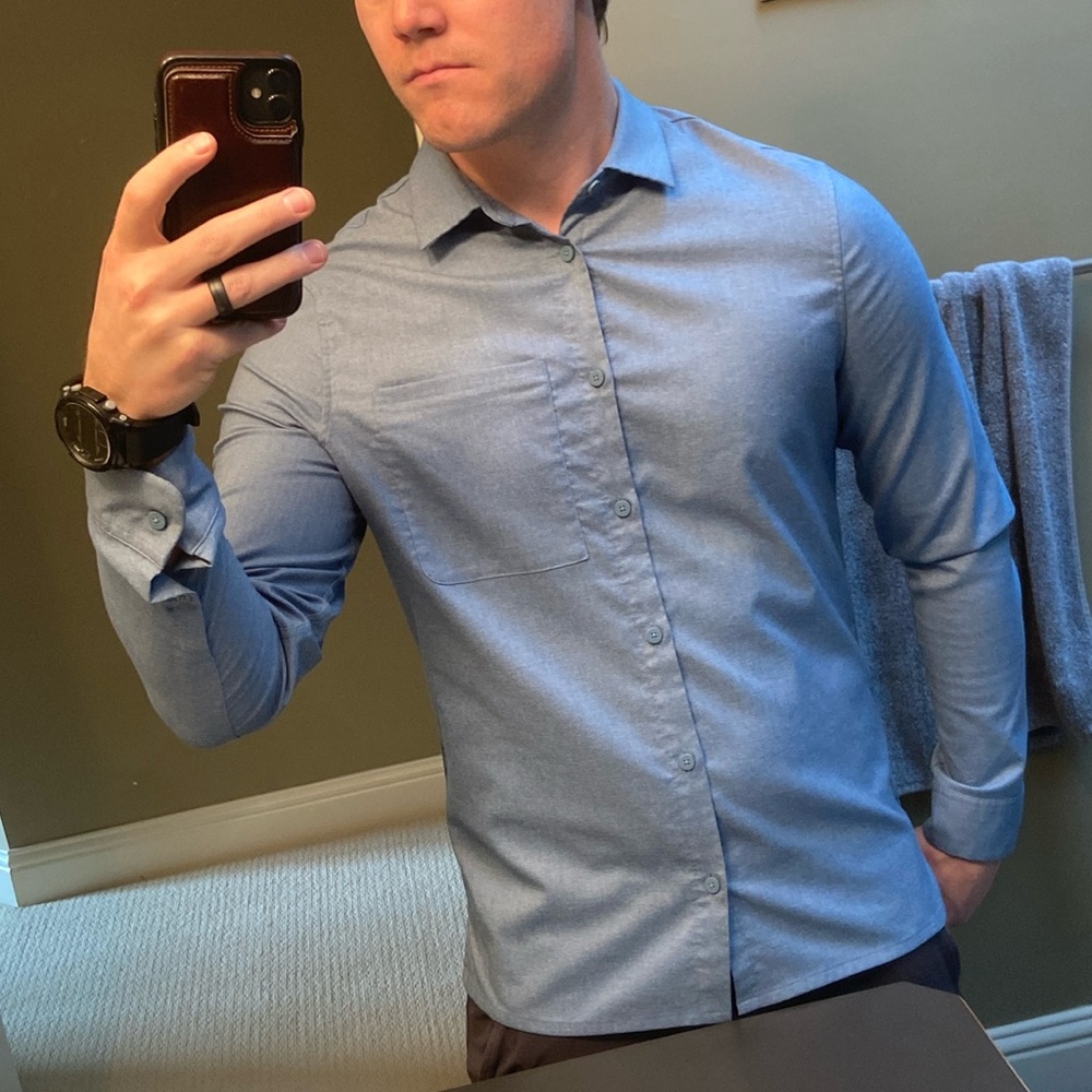 Lululemon Blue Button Up Shirt Size Medium